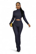Conjunto de pantalón de dos piezas azul marino