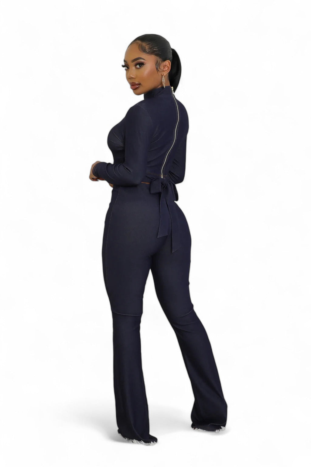 Conjunto de pantalón de dos piezas azul marino