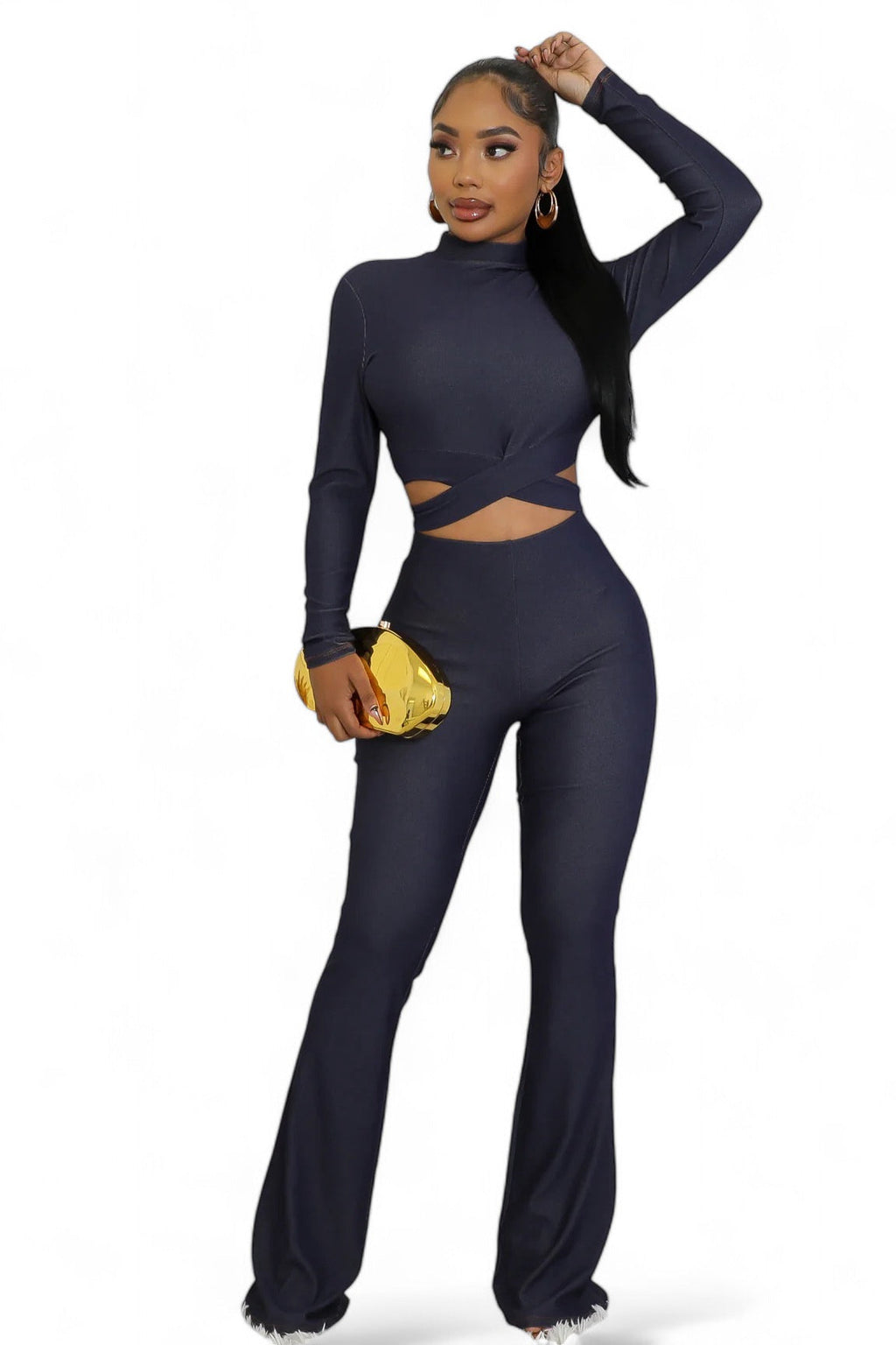 Conjunto de pantalón de dos piezas azul marino