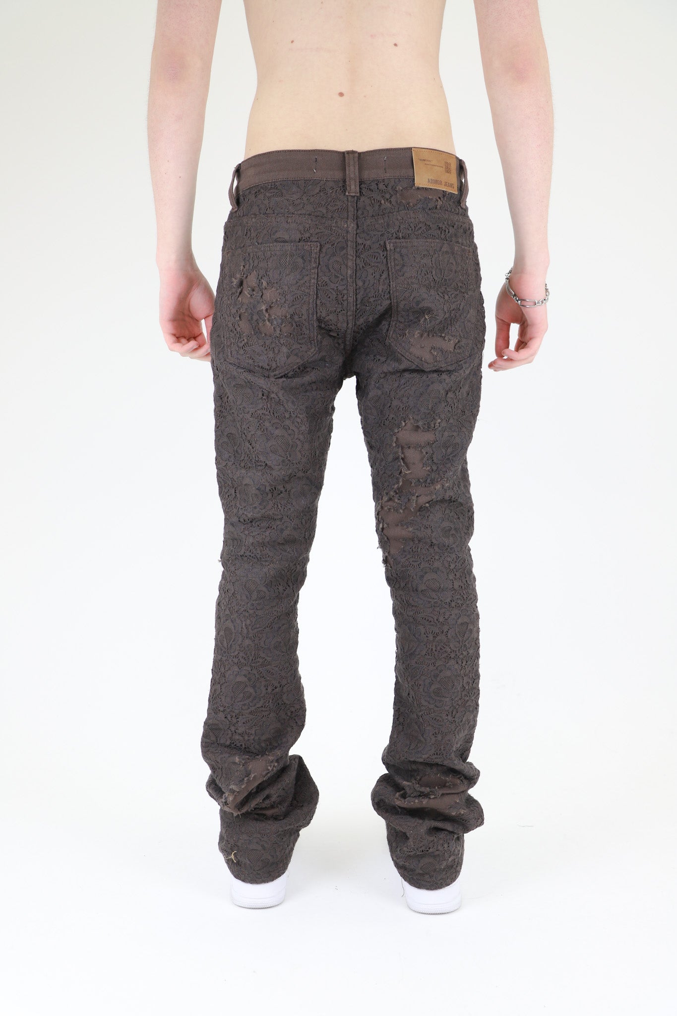 AJS692 LACE LAYERS STACKED JEANS