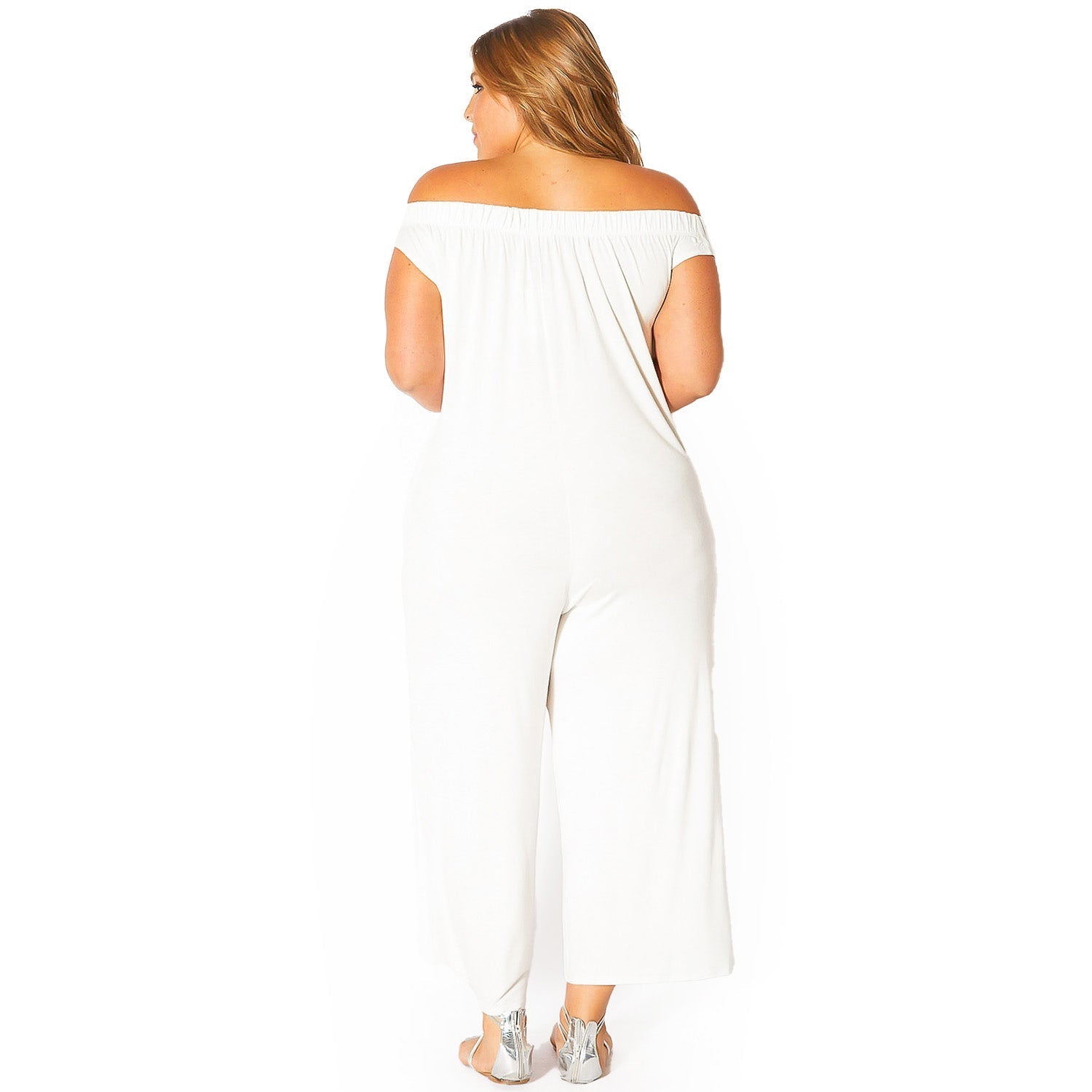 Plus Size Off-Shoulder Wide Leg Jumpsuit - Bellatrix