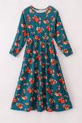 Vestido con estampado floral verde para mamá e hija