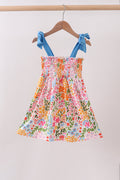 Vestido fruncido floreado de verano para mamá e hija