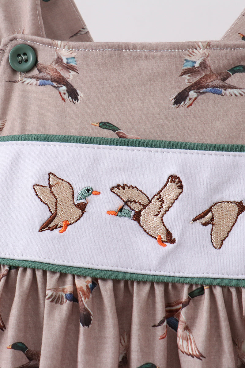 Conjunto bordado de pato mallard verde