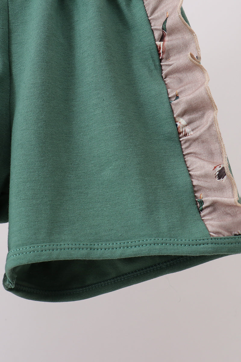 Conjunto bordado de pato mallard verde