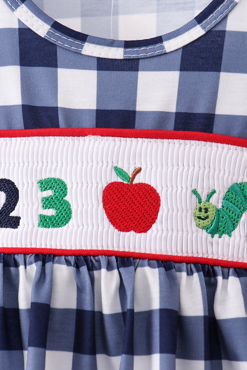 Conjunto de bombachos de guinga fruncidos Apple azul marino