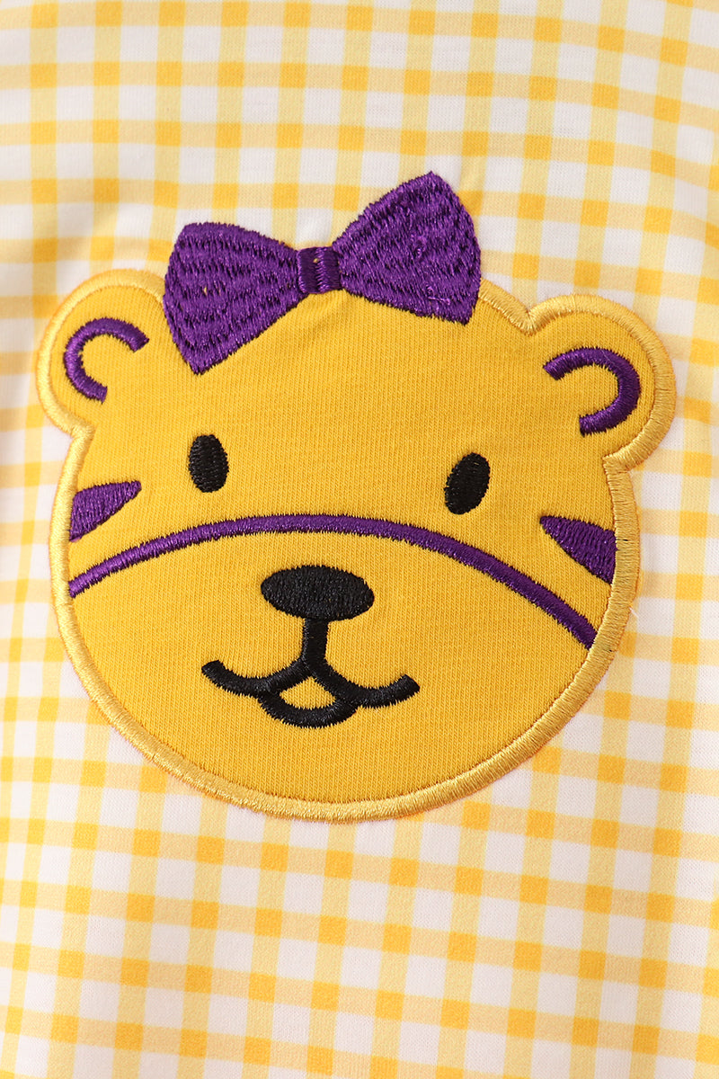 Burbuja con volantes, aplique de tigre morado de LSU
