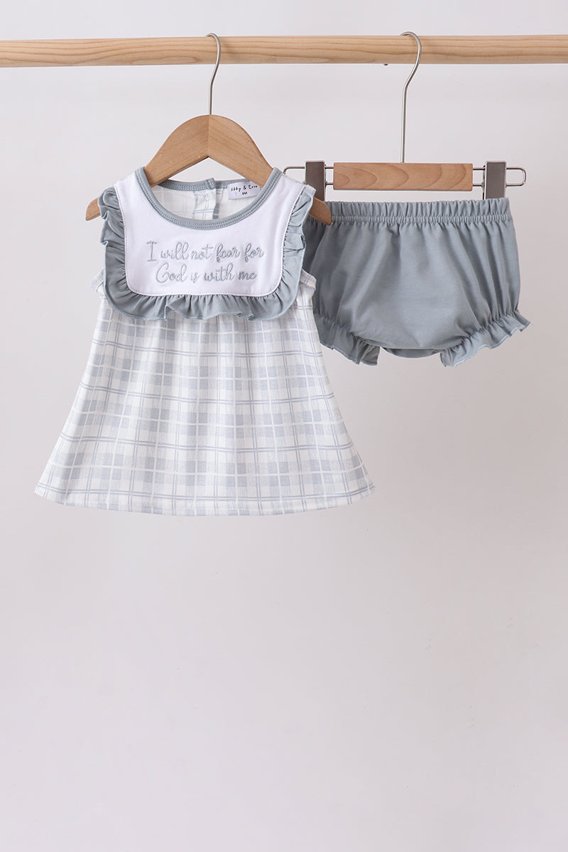 Conjunto de bombachos bordados Blue Faith Quote