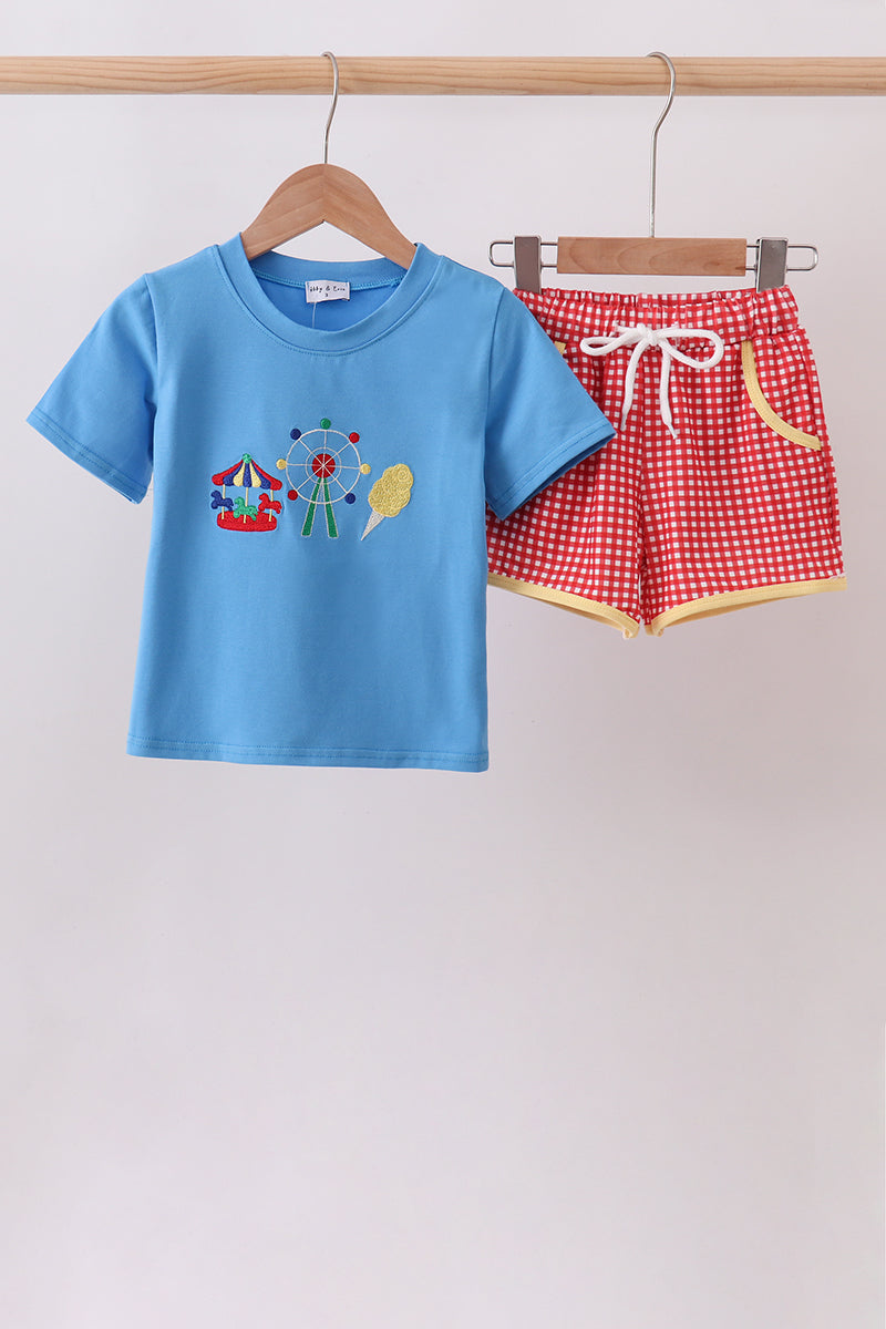 Conjunto de Shorts Bordados Carrusel Azul