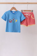 Conjunto de Shorts Bordados Carrusel Azul
