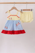 Conjunto de braguita y blusa con aplique de cangrejo azul