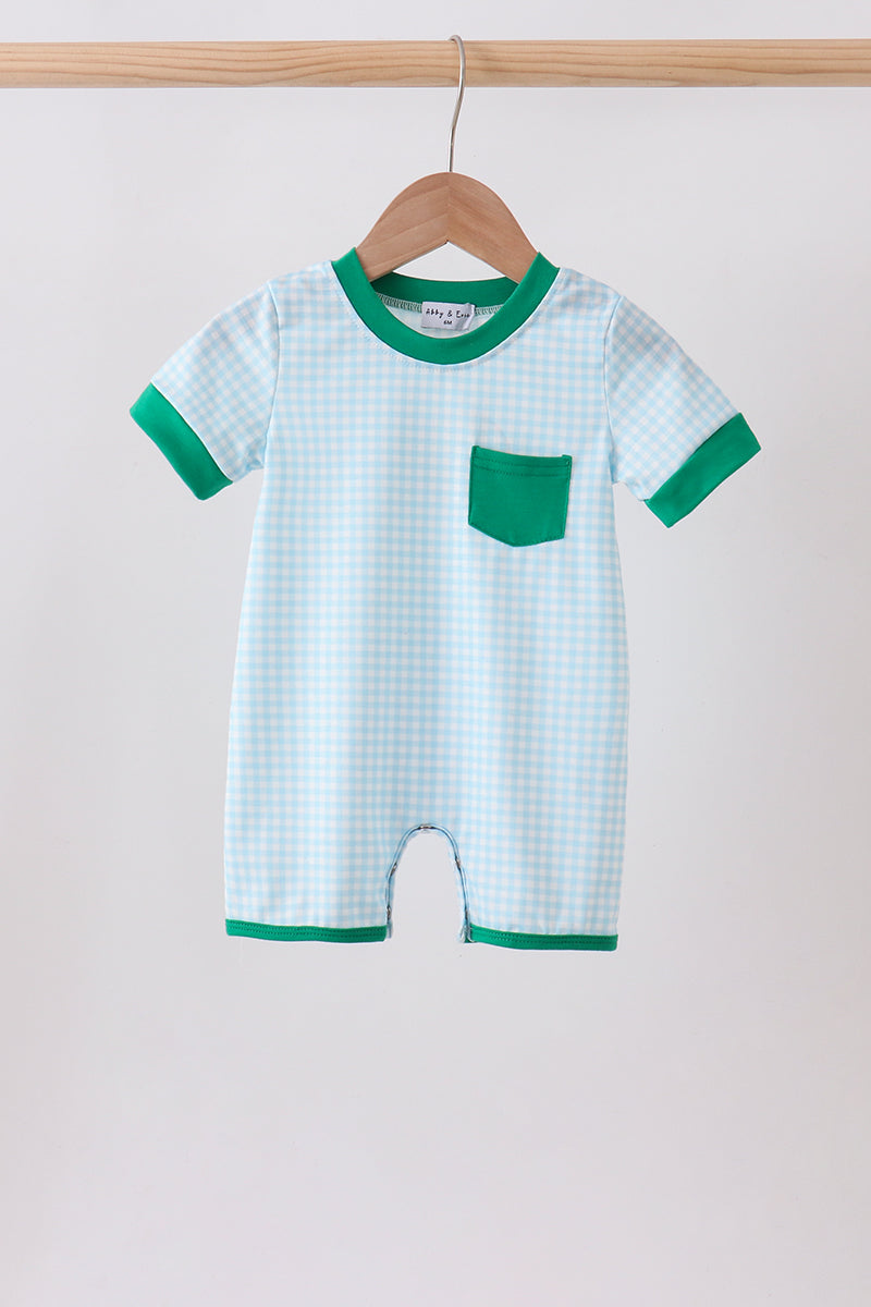 Pelele corto verde de cuadros