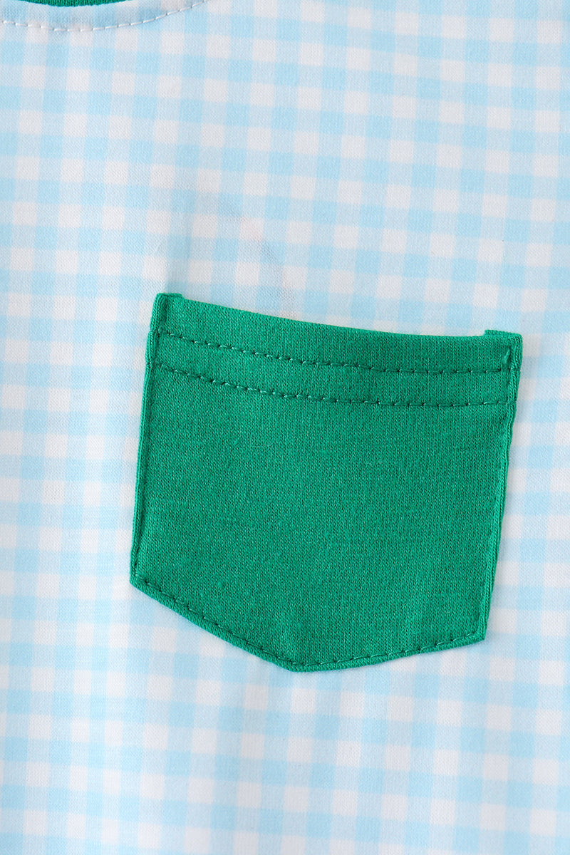 Pelele corto verde de cuadros