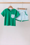Conjunto de shorts a cuadros en verde