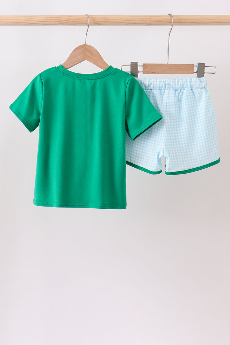 Conjunto de shorts a cuadros en verde