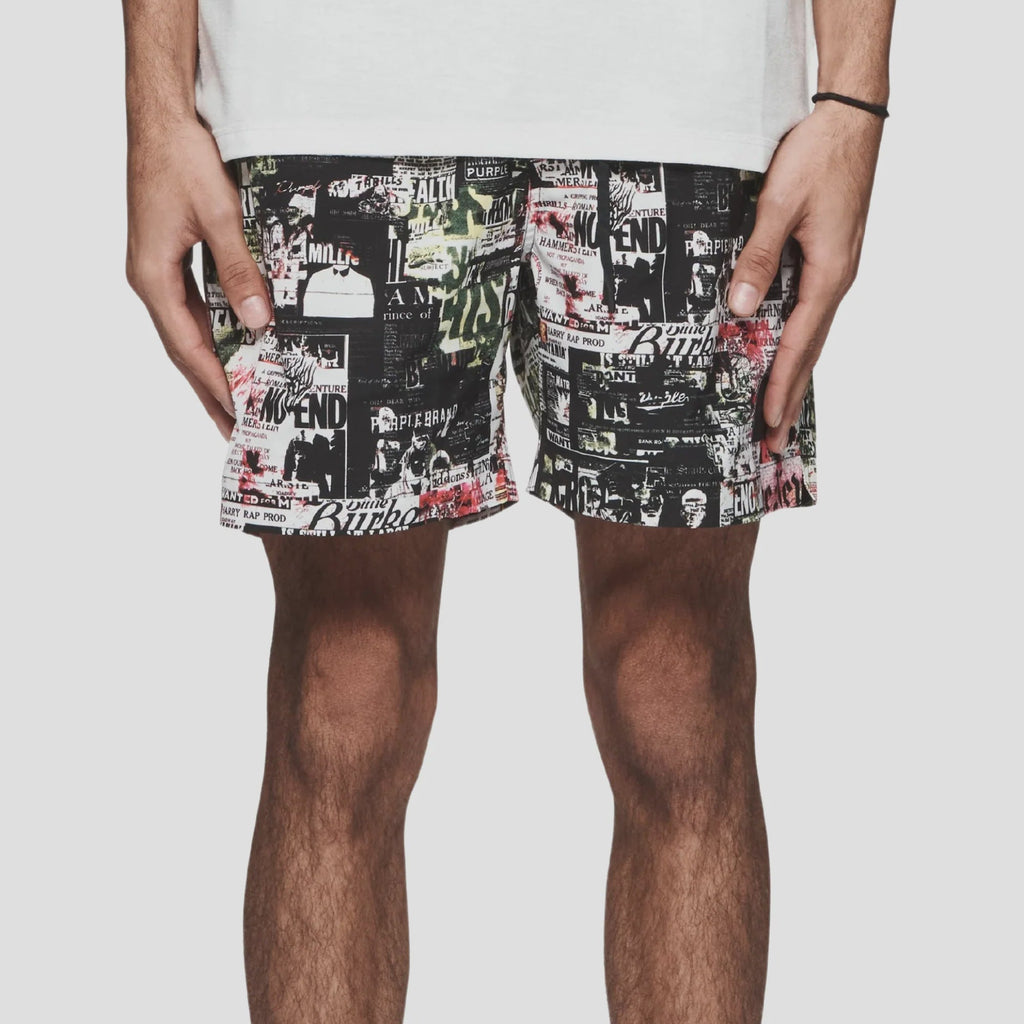 PURPLE Shorts All Over Graphic Print