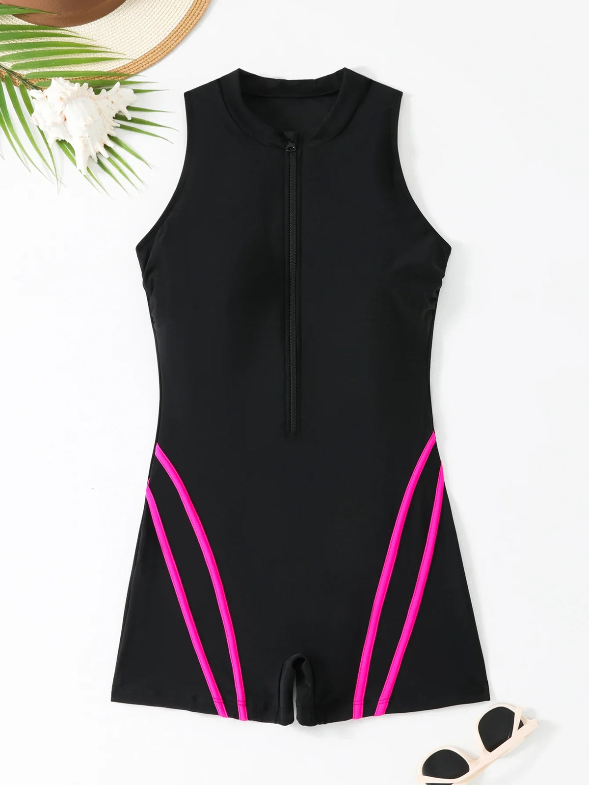 2026 Large Plus Size Swimsuit Women One Piece Zipper Sporty Swimwear Female Bathers Bathing Swimming Swim Suit Beachwear 4XL