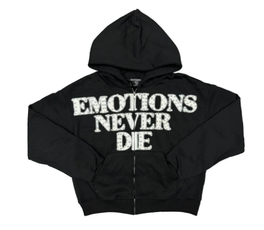 Sudadera con capucha MIXED EMOTIONS Typography Emotions Never Die con cremallera