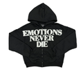 Sudadera con capucha MIXED EMOTIONS Typography Emotions Never Die con cremallera