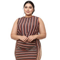 Pleione Plus Size Women's Multi Print Stripe Sleeveless Top