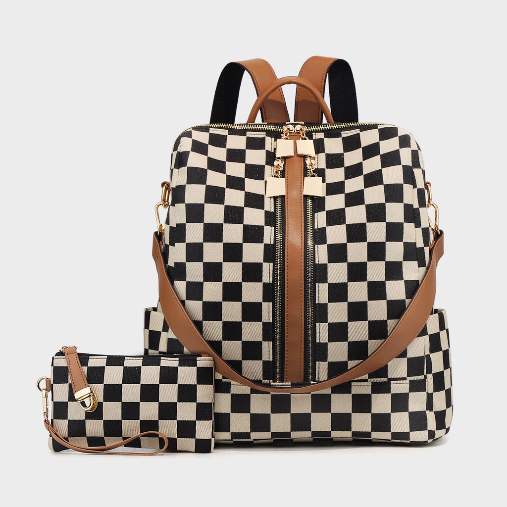 Mochila Cuadriculada de Gran Capacidad para Mujer Mochila de Viaje para Mamás