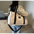 Bolso tote de hombro y cruzado de cordero grande, informal y portátil, para viajes, novedad de otoño e invierno