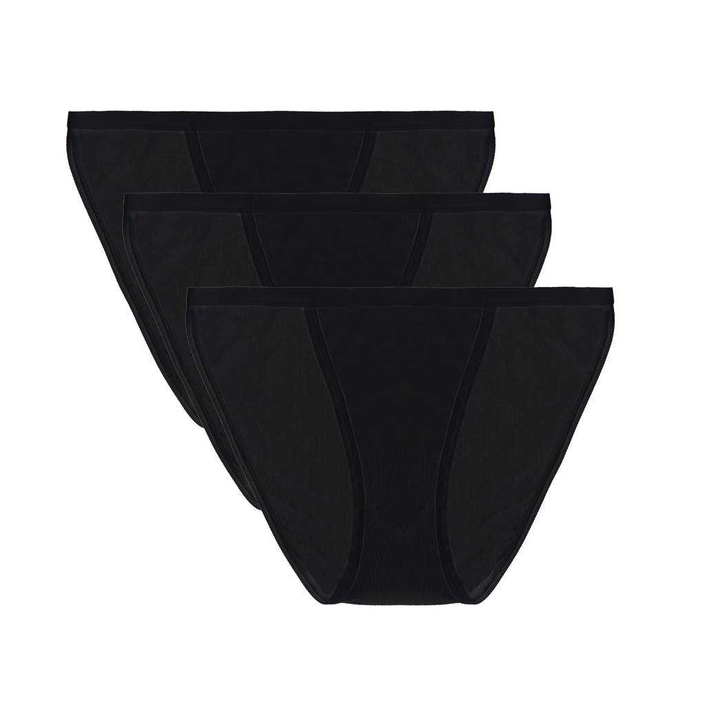 Ropa interior estilo bikini de bambú/algodón para mujer, color negro - paquete de 3