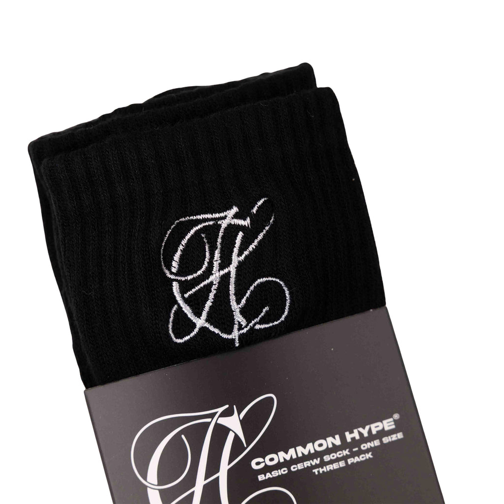 Common Hype Tonal Embroidered Sock Black (3-Pack)
