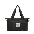 Bolsa de viaje plegable con diseño de costura de rombos, gran capacidad, para gimnasio, bolso de mano portátil, versátil, con correa para el hombro, organizador expandible