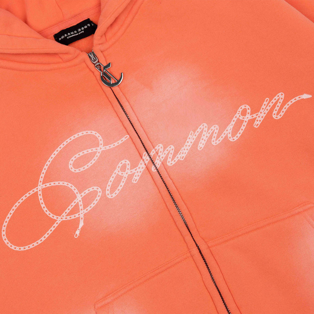 Sudadera con capucha y cremallera de felpa corta Common Hype Salmón