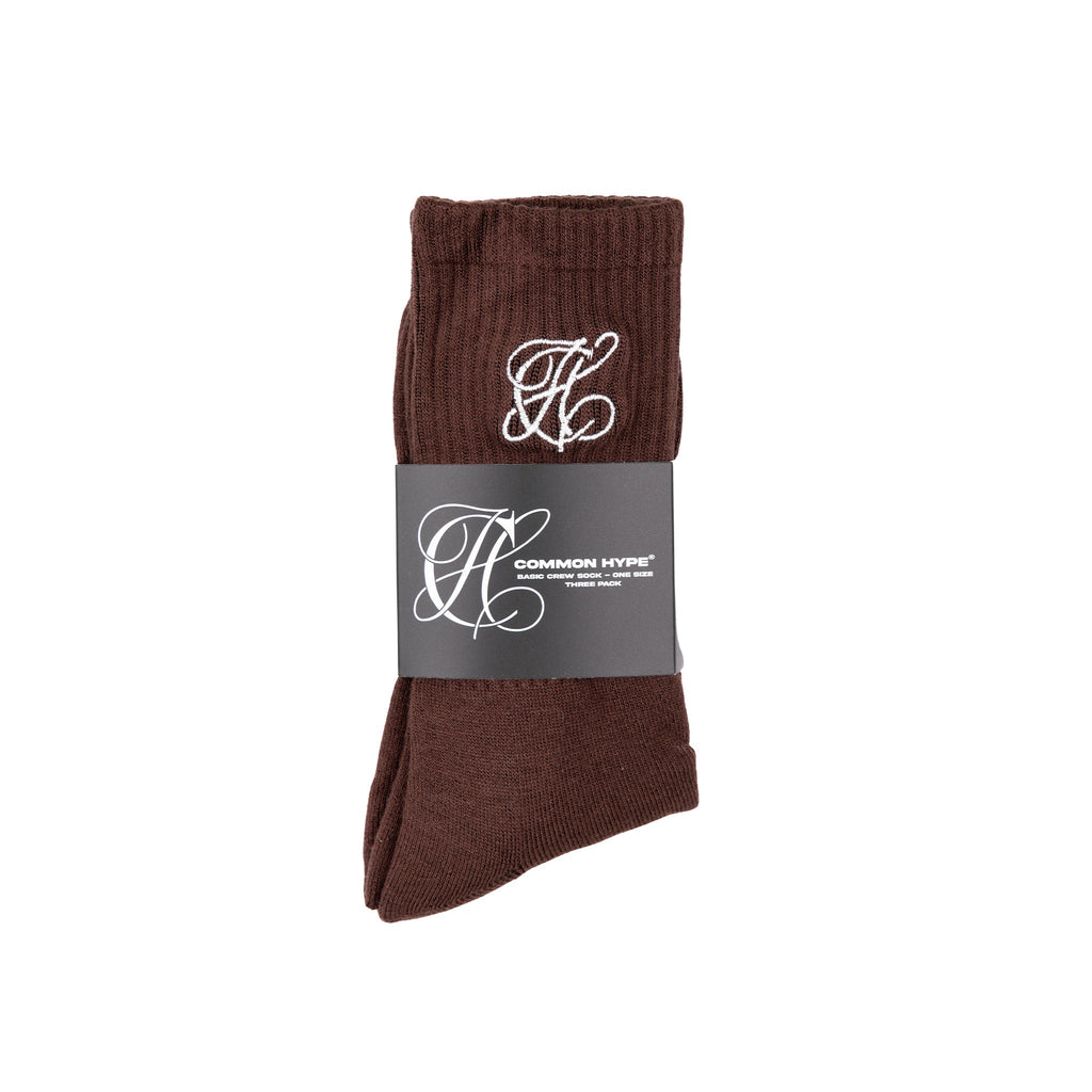 Pack de 3 calcetines Common Hype Tonal Embroidered — Marrón, Gris, Azul