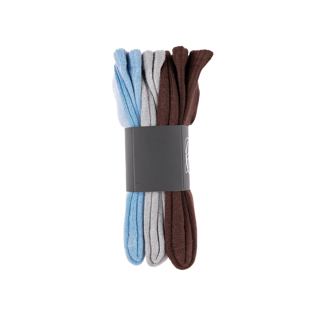Pack de 3 calcetines Common Hype Tonal Embroidered — Marrón, Gris, Azul