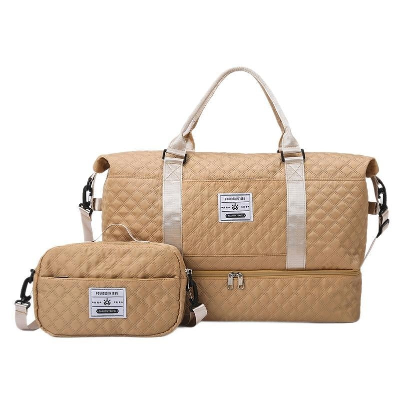 Bolso bandolera de viaje acolchado bordado con asa de hilo y gran capacidad