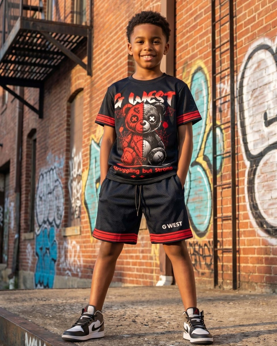 Conjunto de camiseta de malla Despair para niños G West