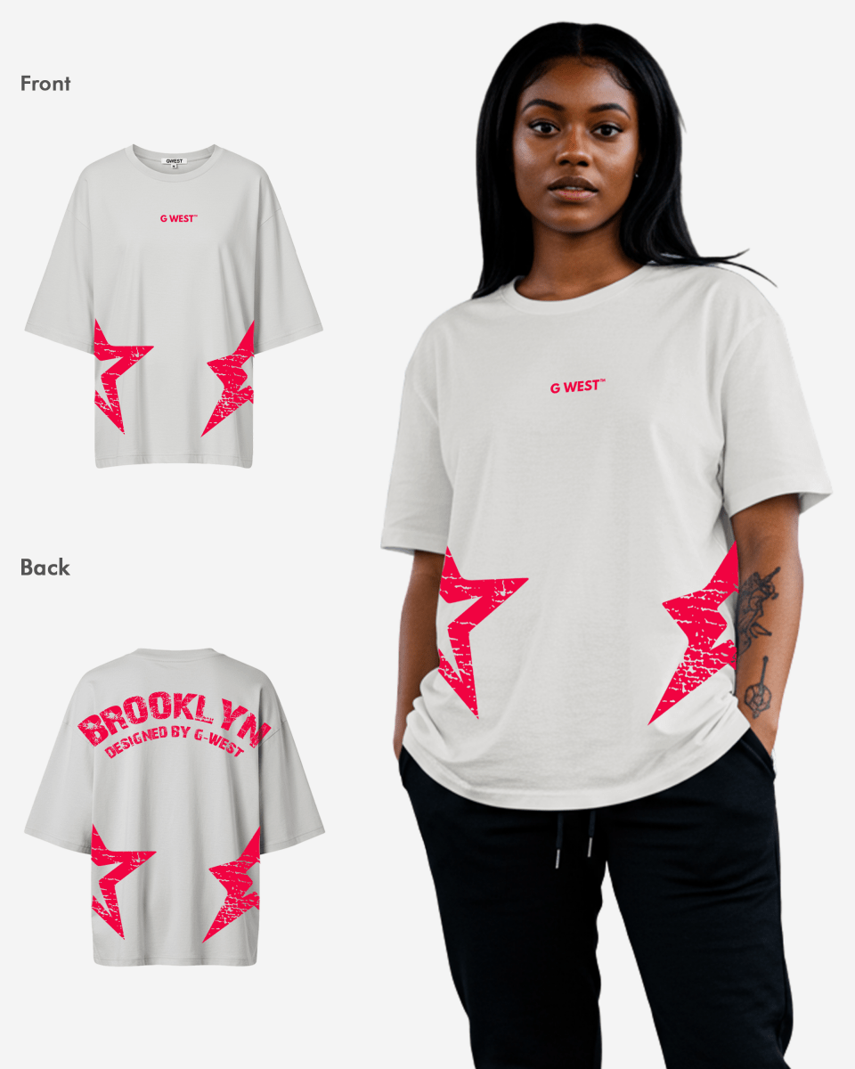 G West camiseta extragrande Brooklyn Arch con logo para mujer