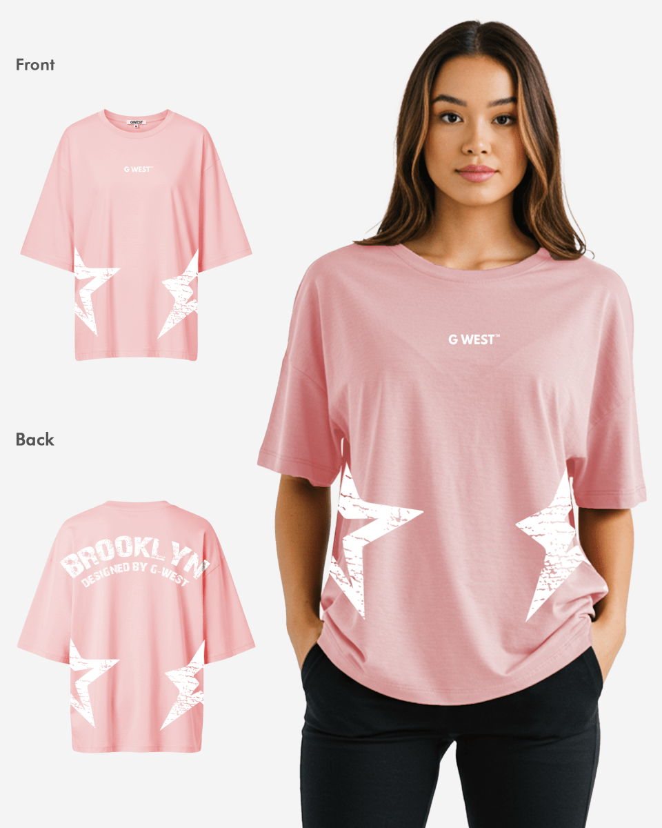 G West camiseta extragrande Brooklyn Arch con logo para mujer
