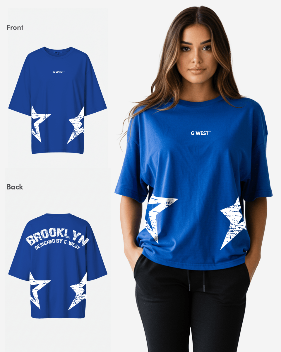G West camiseta extragrande Brooklyn Arch con logo para mujer