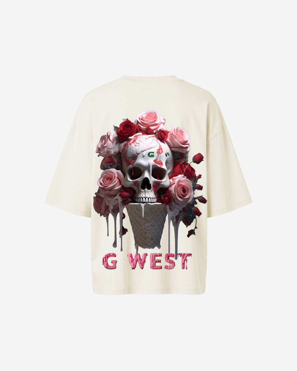 Camiseta extragrande con calavera de helado G West para mujer