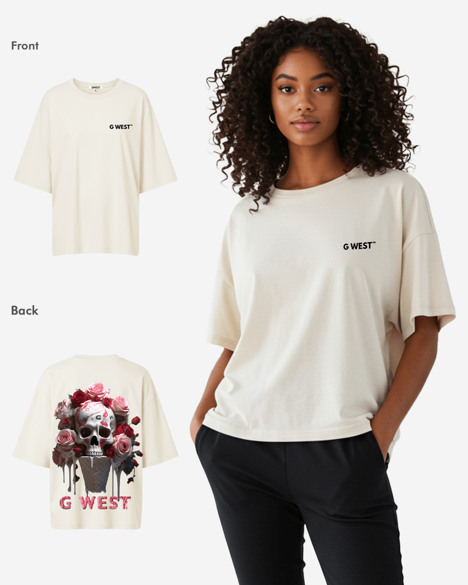 Camiseta extragrande con calavera de helado G West para mujer