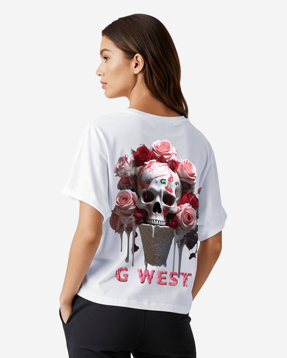 Camiseta extragrande con calavera de helado G West para mujer