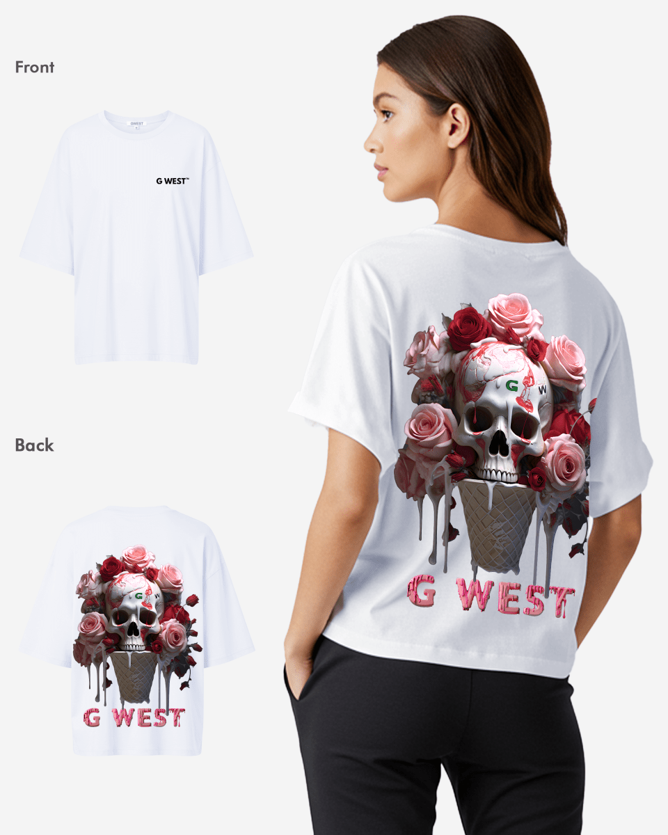 Camiseta extragrande con calavera de helado G West para mujer