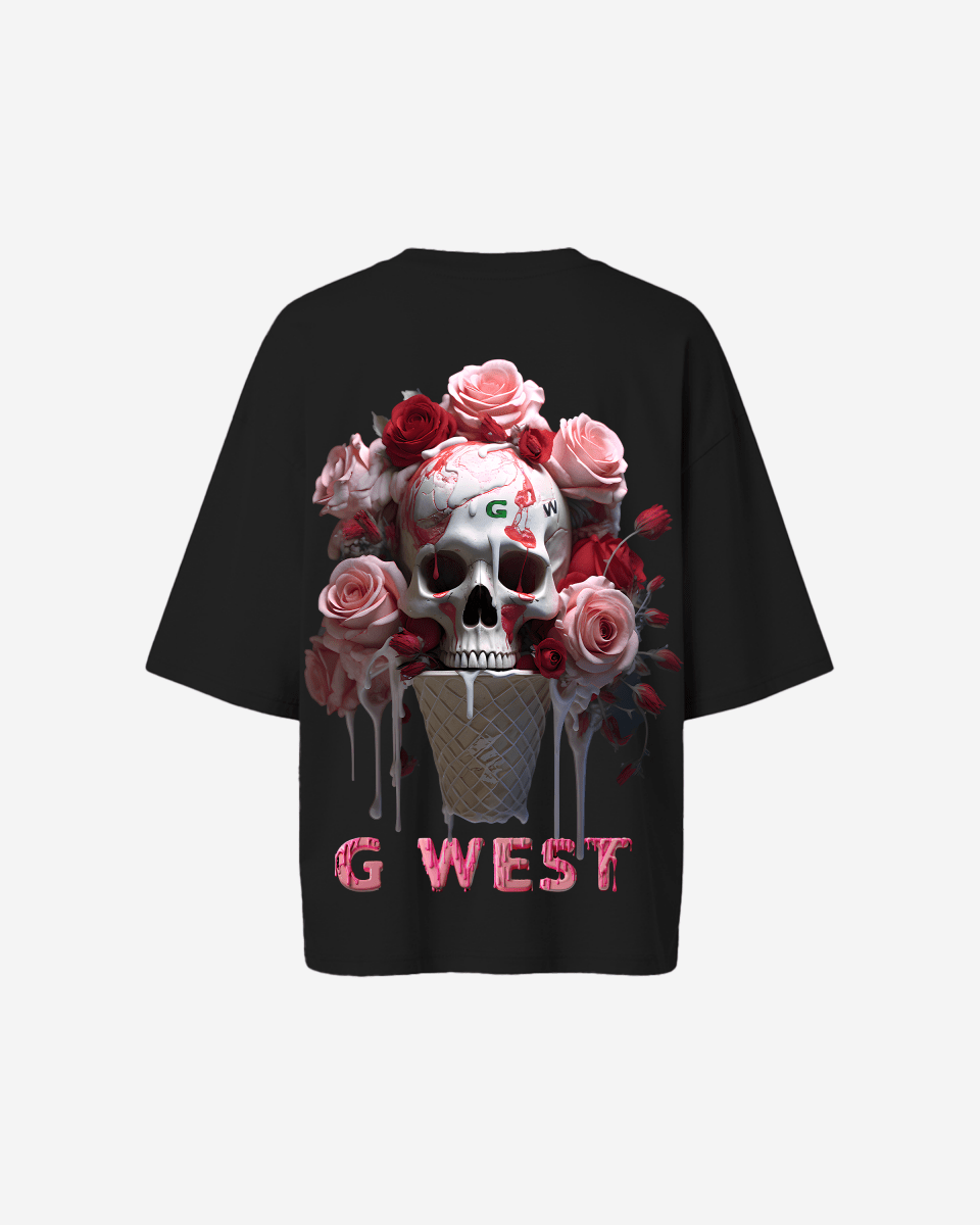 Camiseta extragrande con calavera de helado G West para mujer