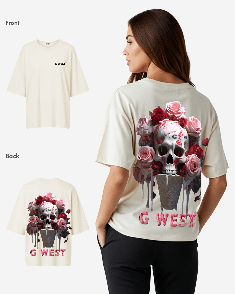 Camiseta extragrande con calavera de helado G West para mujer