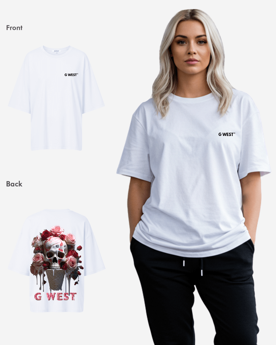 Camiseta extragrande con calavera de helado G West para mujer