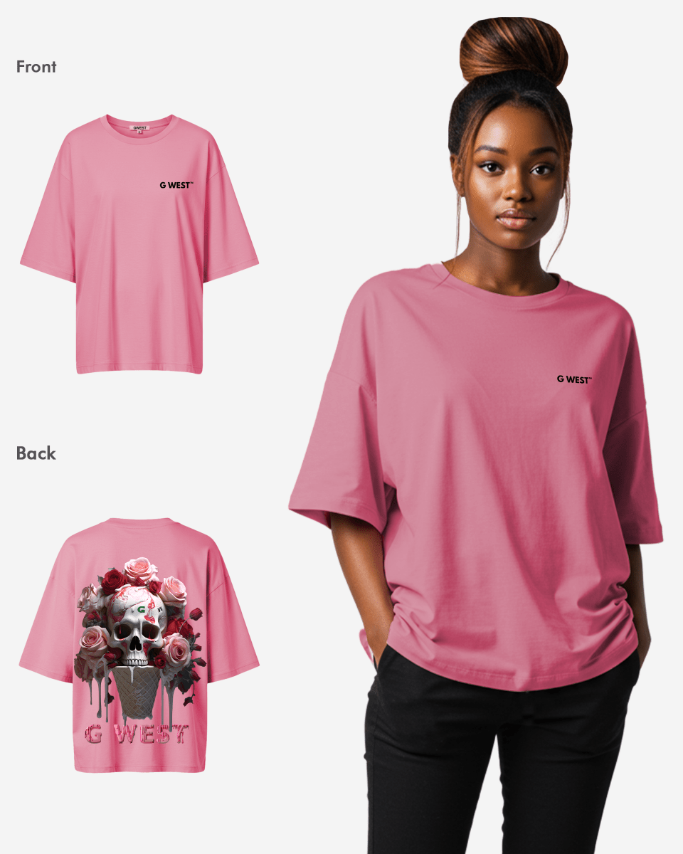 Camiseta extragrande con calavera de helado G West para mujer