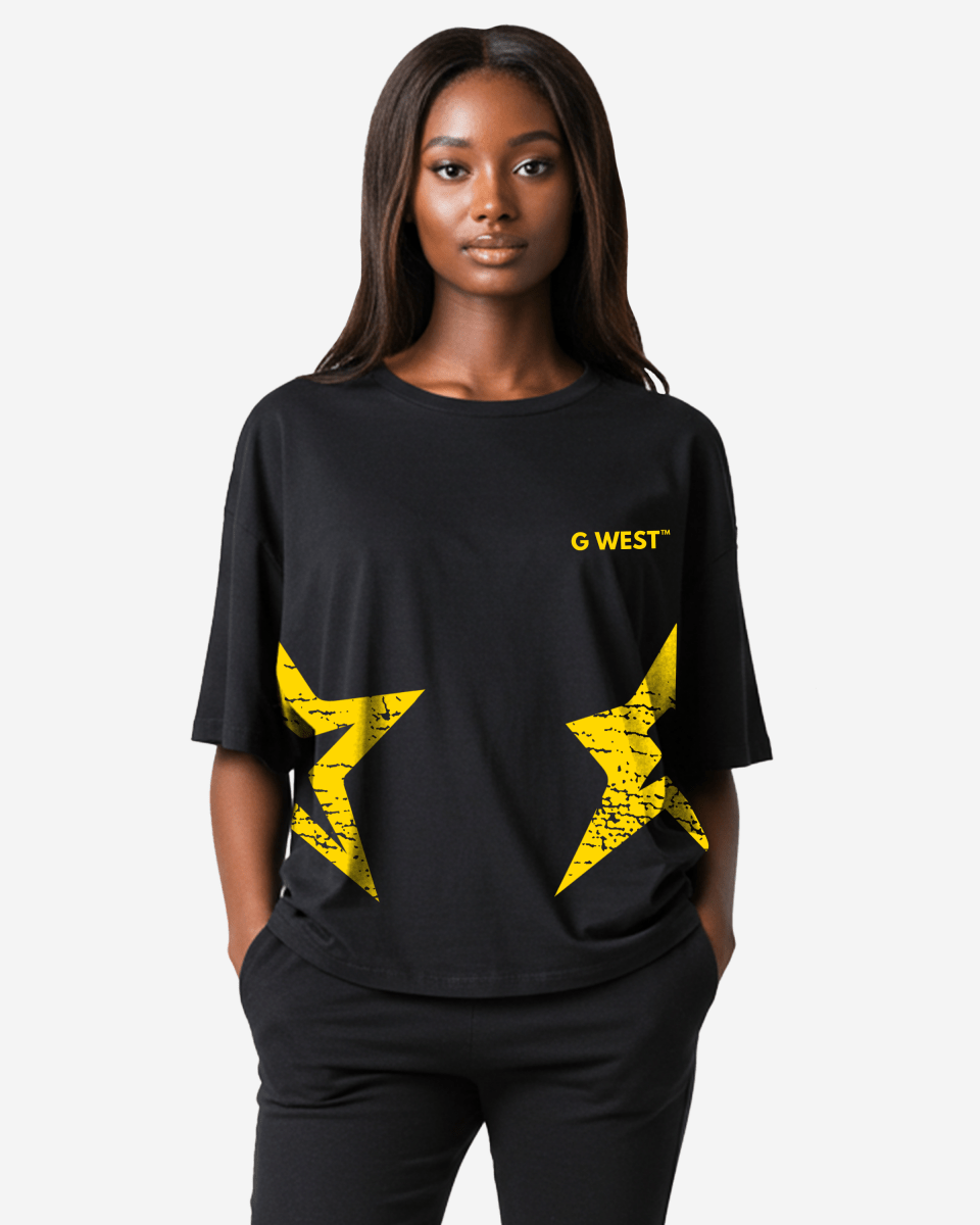 Camiseta extragrande negra G West con el logotipo de Louisiana Arch para mujer