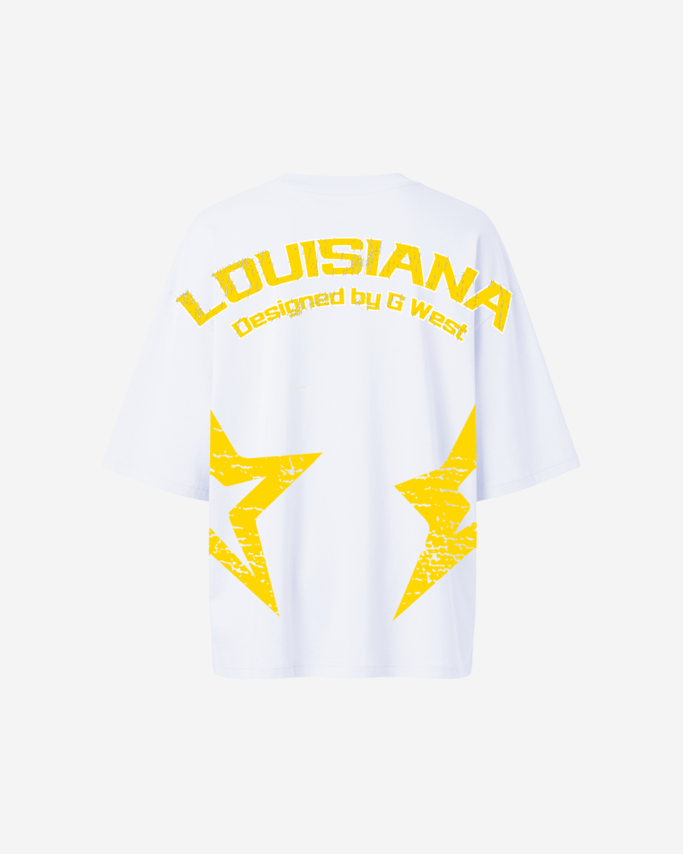 Camiseta extragrande negra G West con el logotipo de Louisiana Arch para mujer