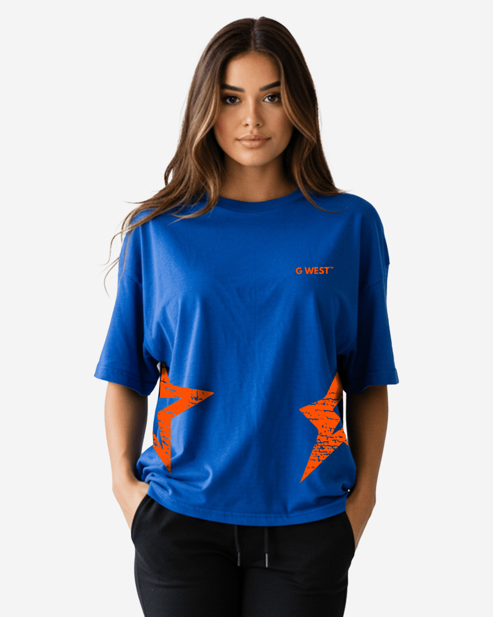 Camiseta extragrande G West para mujer con logo arqueado de Nueva York y estrella