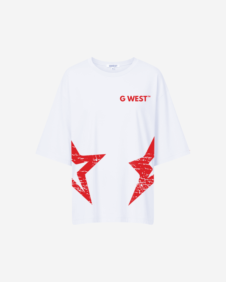 Camiseta de mujer G West extragrande con logo arqueado de la bandera de EE. UU.