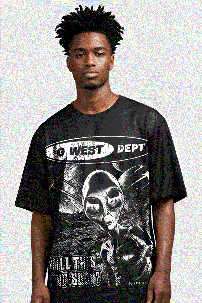 CONJUNTO DE MALLA DE SHORT Y MANGA 3/4 CON PEDRERÍA "NOT MY EARTH" DE G WEST